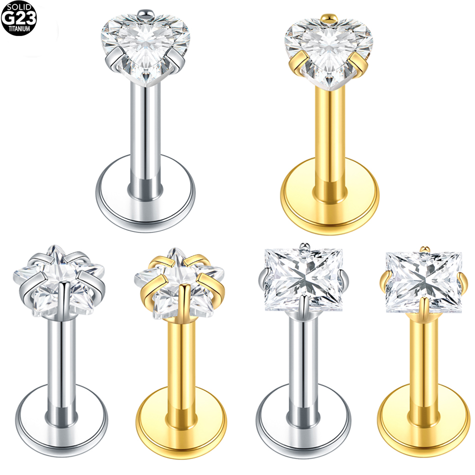 Body Jewelry Internally Threaded - 5Pcs/lot G23 Titanium Round Star Heart