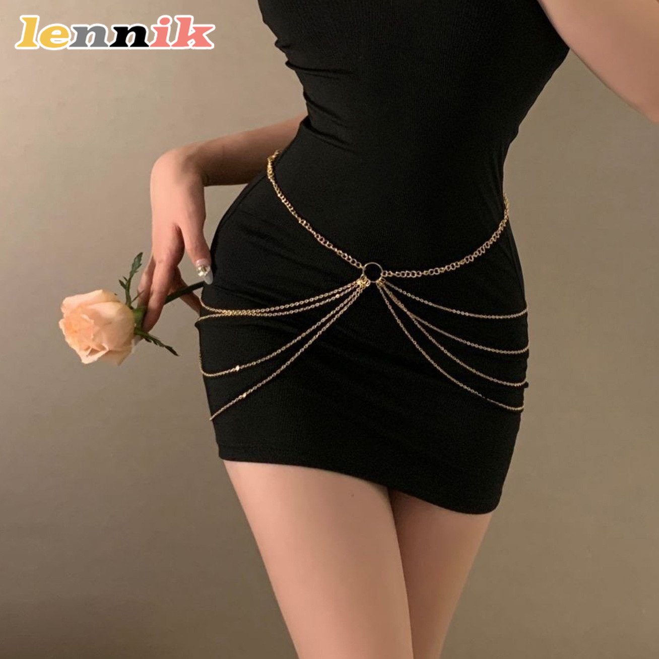 Body Jewelry Bulk - LENNIK Tassel Metal Multi-Layer Waist Chain,