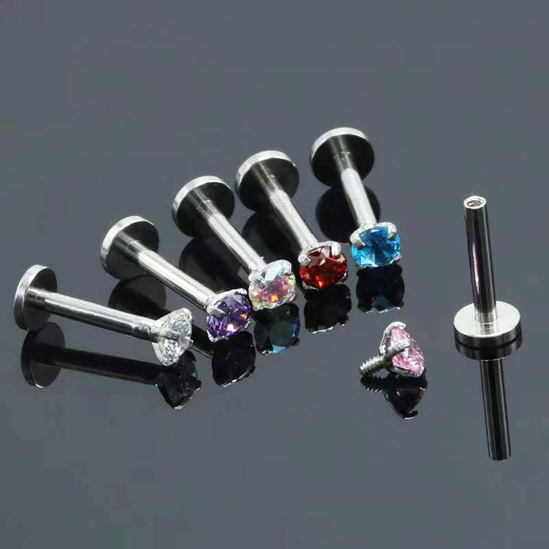 Body Jewelry Internally Threaded - 1PC New Surgical Steel Multicolor Labret
