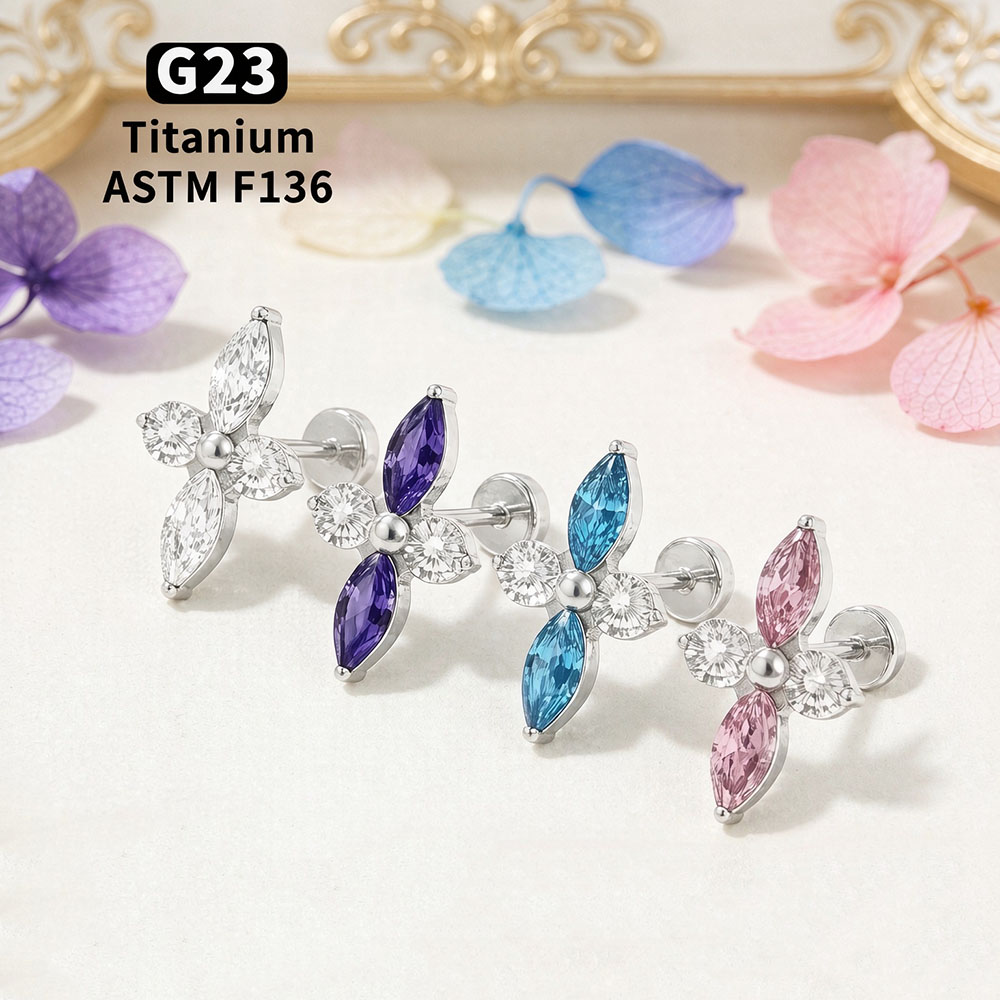 Body Jewelry Internally Threaded - 16G Titanium G23 Internal Thread Earrings