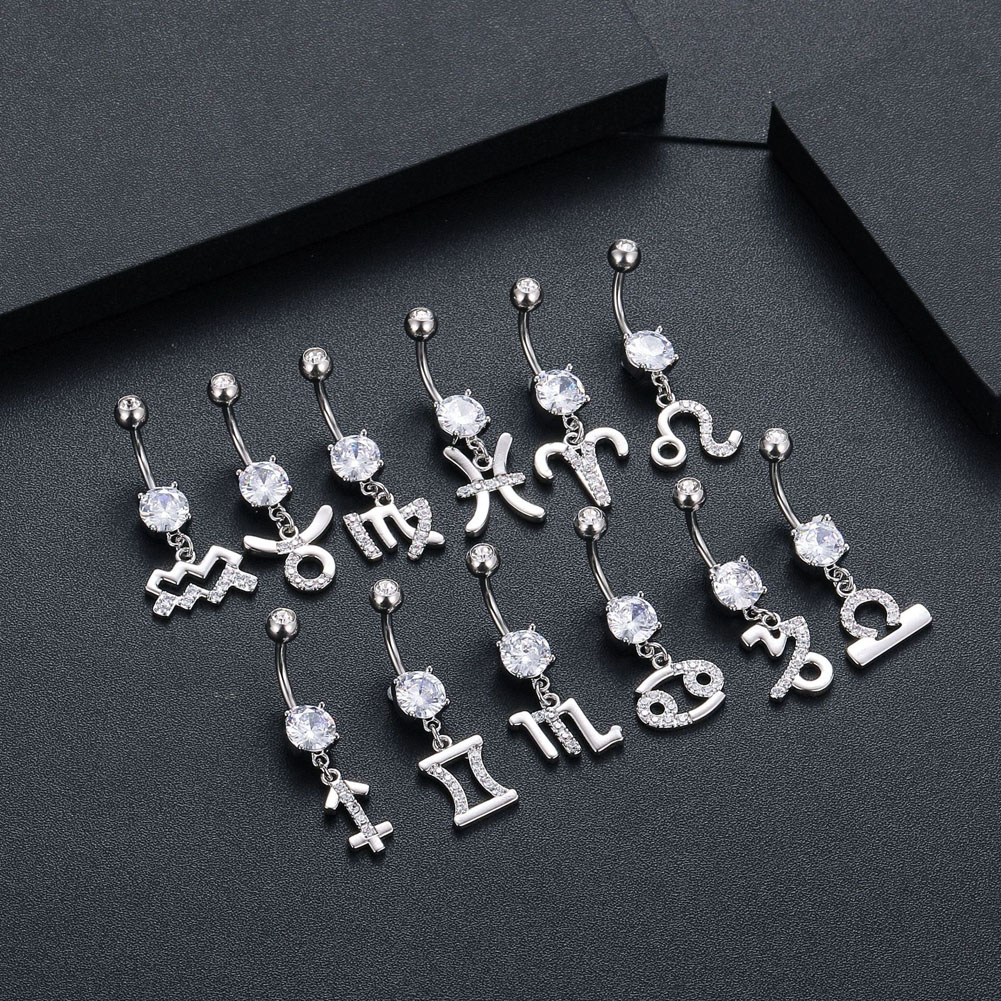 Body Jewelry Belly Button Rings - 12 Constellation Series Navel Piercing Belly