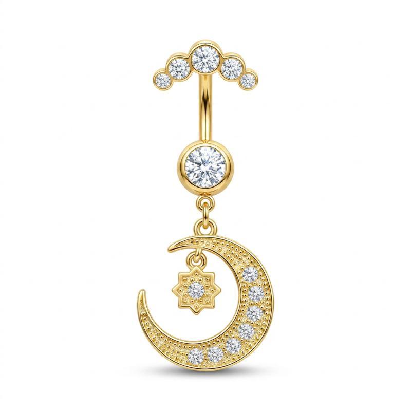 5 Pcs Fashion Rhinestones Bell - Body Jewelry Belly Button Rings ulasan dan harga