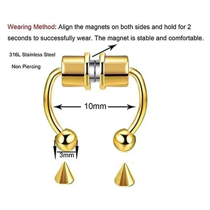 1/2/3Pcs Fake Magnetic Nose Ri - Body Jewelry Art ulasan dan harga