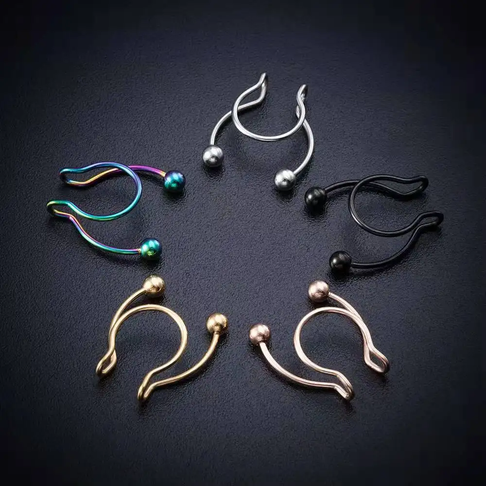 U Shaped Fake Nose Ring Hip Ho - Body Jewelry Art ulasan dan harga