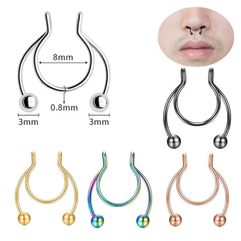 U Shaped Fake Nose Ring Hip Ho - Body Jewelry Art ulasan dan harga
