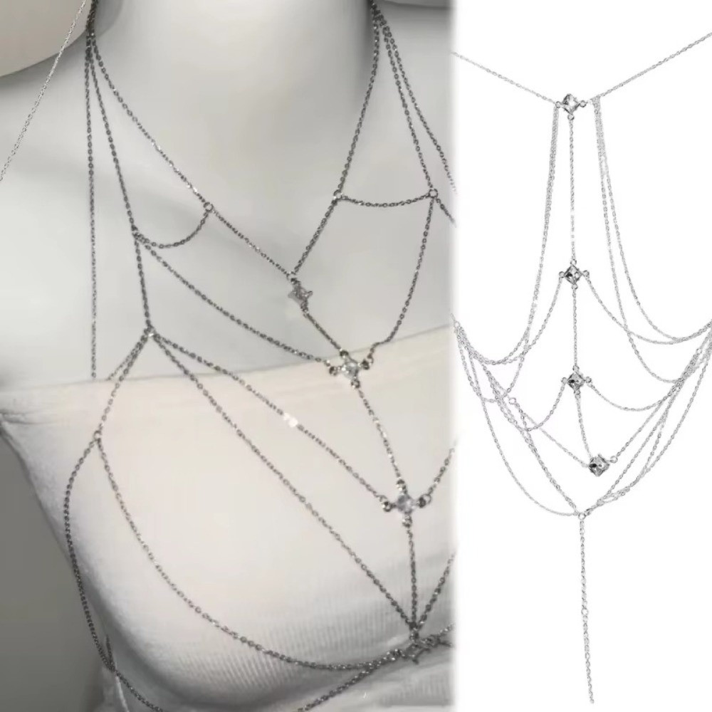 Glitter Rhinestone Bust Chain  - Body Jewelry Art ulasan dan harga
