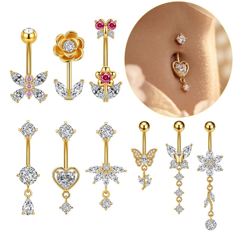 1Pcs Zircon Decor Belly Button - Body Jewelry Belly Button Rings ulasan dan harga