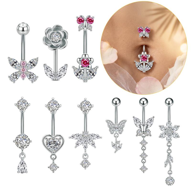 1Pcs Zircon Decor Belly Button - Body Jewelry Belly Button Rings ulasan dan harga
