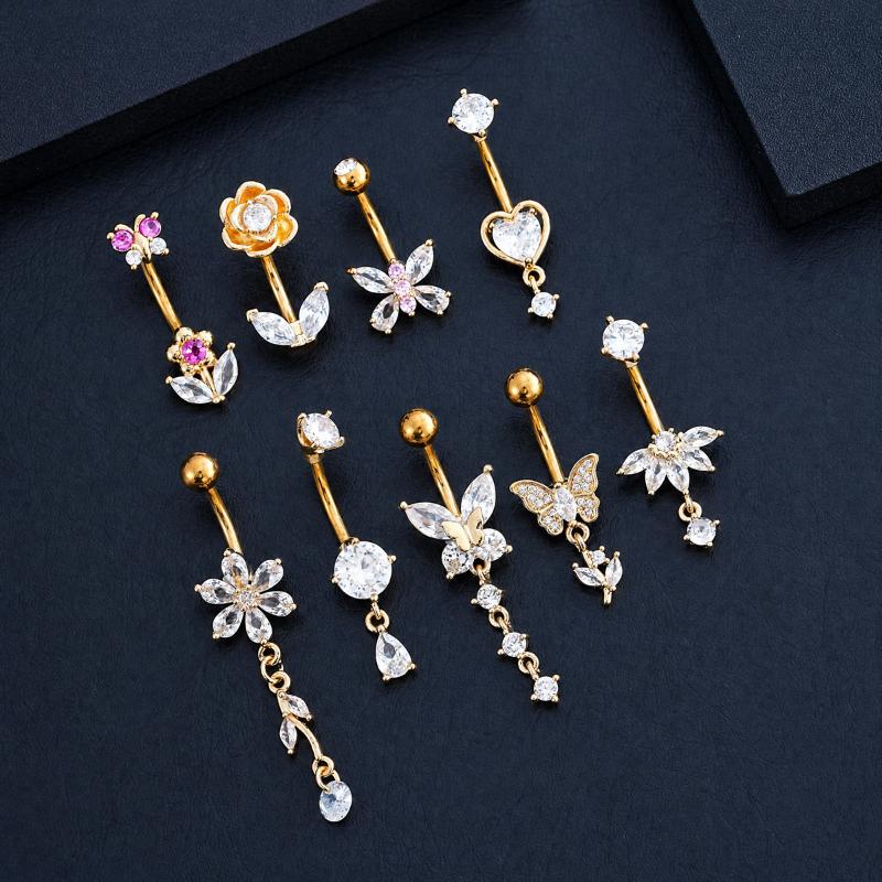 1Pcs Zircon Decor Belly Button - Body Jewelry Belly Button Rings ulasan dan harga