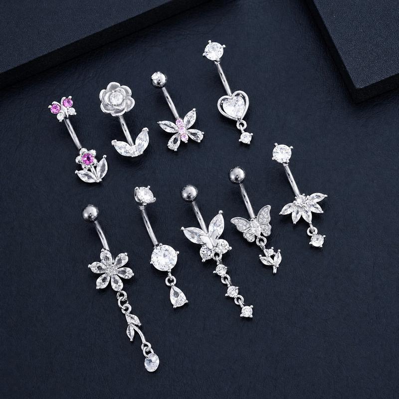 1Pcs Zircon Decor Belly Button - Body Jewelry Belly Button Rings ulasan dan harga