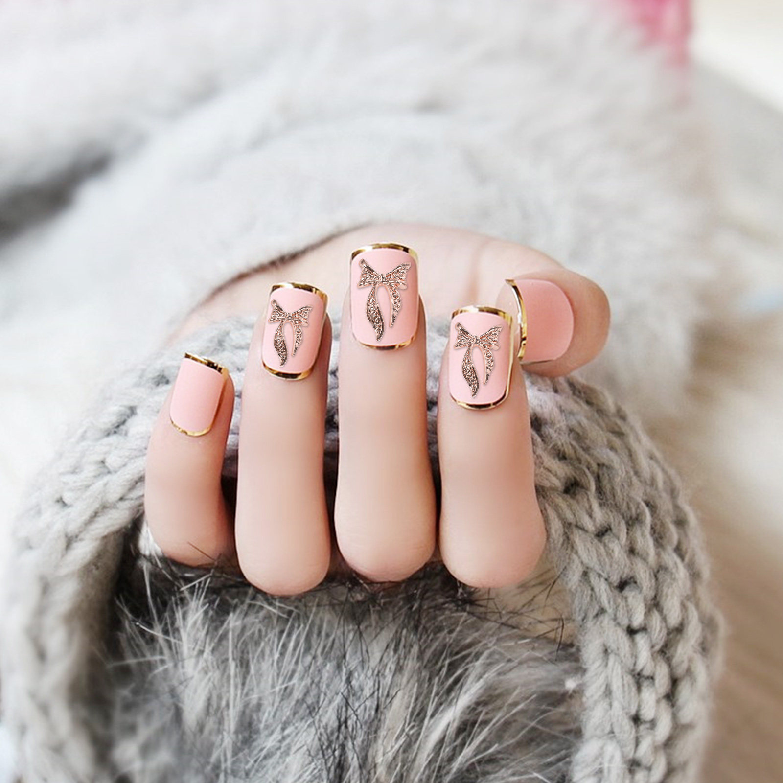 1 Bag Metal Nail Art Studs Bow - Body Jewelry Art ulasan dan harga