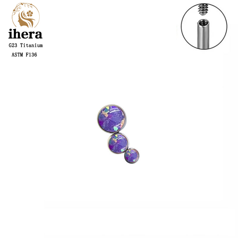 G23 Titanium Round Zircon Flat - Body Jewelry Internally Threaded ulasan dan harga