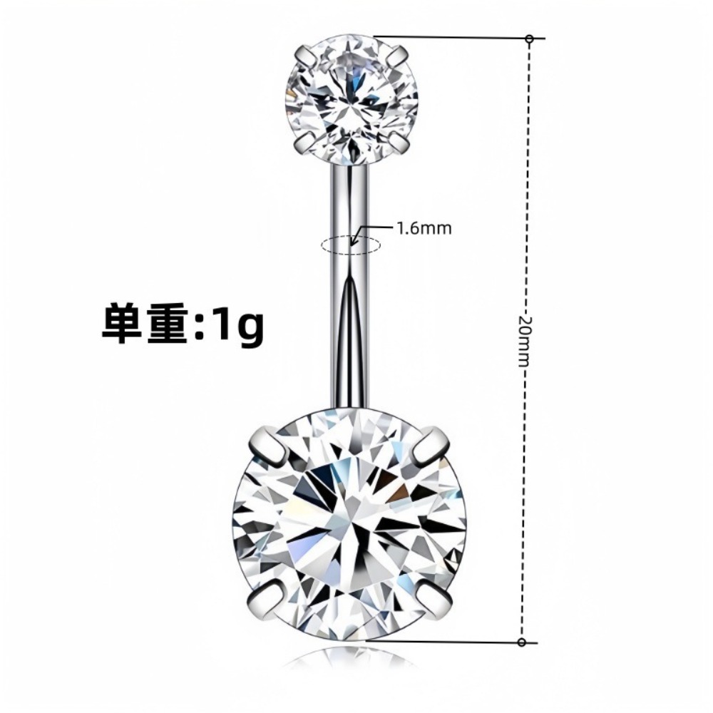 Heart Round Double Head Zircon - Body Jewelry Belly Button Rings ulasan dan harga