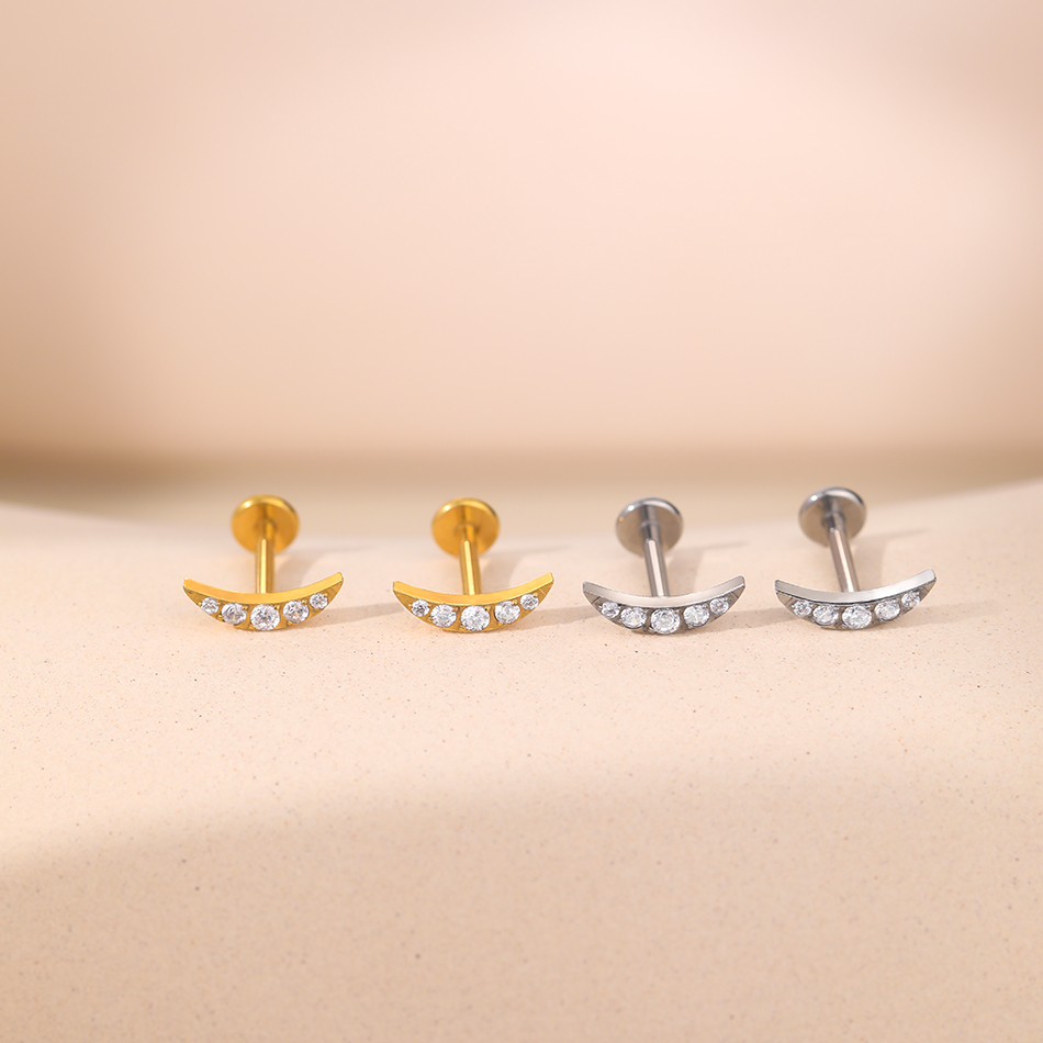 1Pc Titanium Zircon Ear Tragus - Body Jewelry Internally Threaded ulasan dan harga