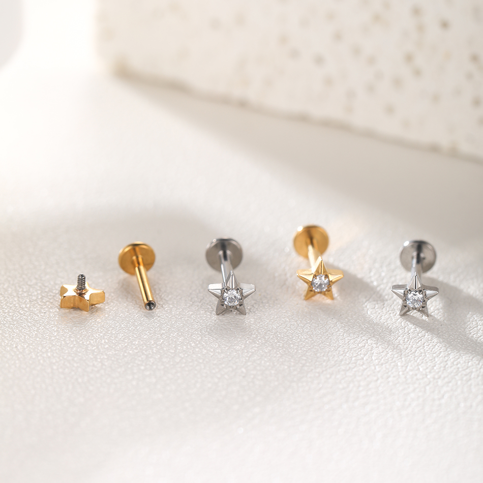 1Pc Titanium Zircon Ear Tragus - Body Jewelry Internally Threaded ulasan dan harga