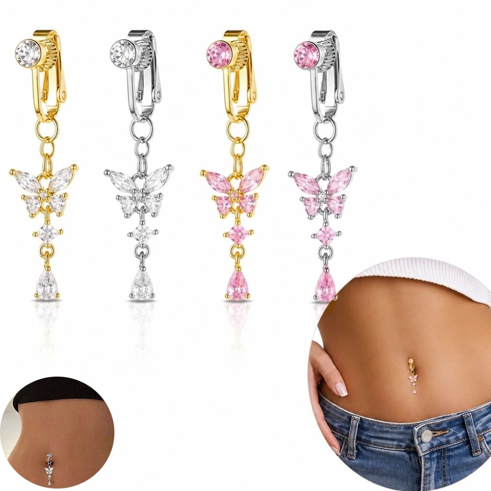 Butterfly Design Clip on Belly - Body Jewelry Belly Button Rings ulasan dan harga