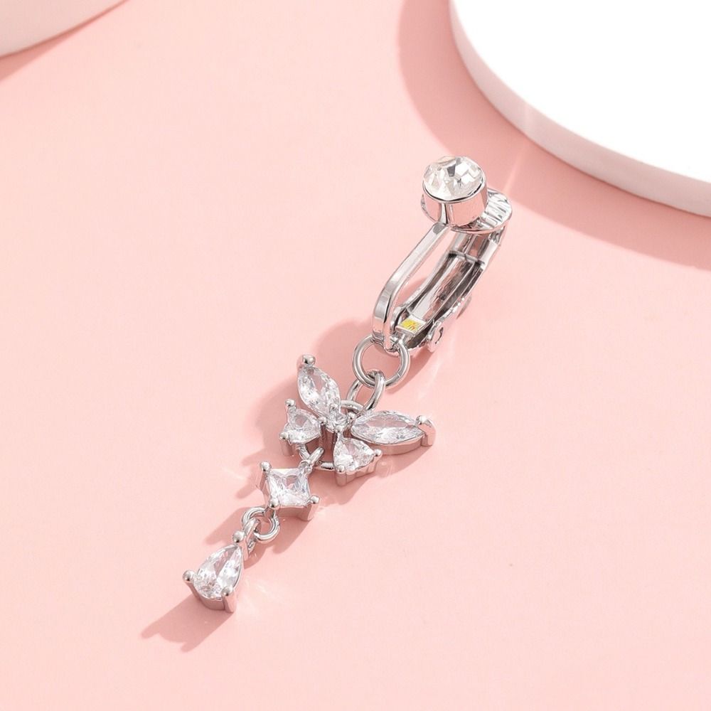 Butterfly Design Clip on Belly - Body Jewelry Belly Button Rings ulasan dan harga