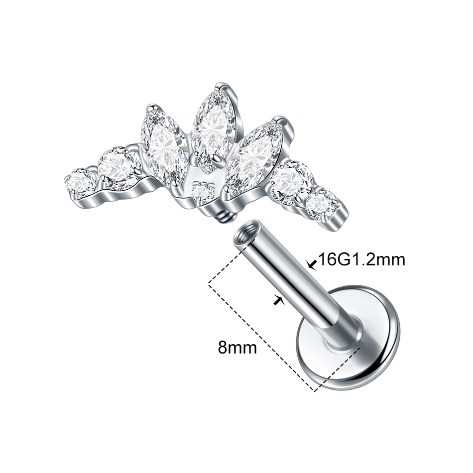 1PC Titanium Zirconia Dolphin  - Body Jewelry Internally Threaded ulasan dan harga