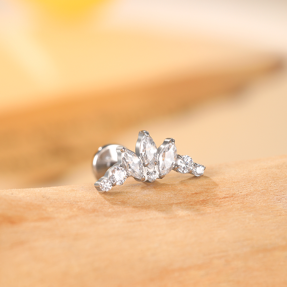 1PC Titanium Zirconia Dolphin  - Body Jewelry Internally Threaded ulasan dan harga