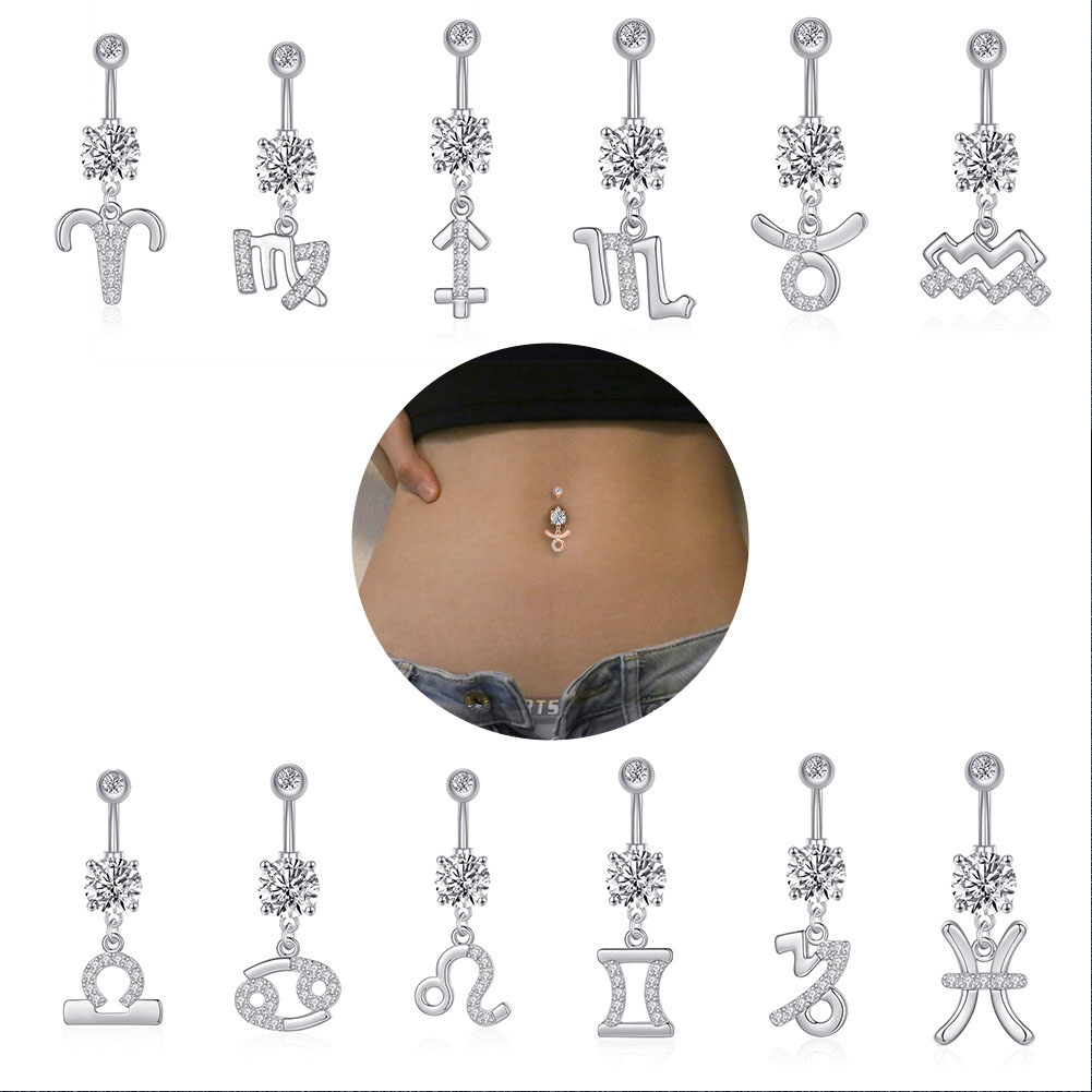 12 Constellation Series Navel  - Body Jewelry Belly Button Rings ulasan dan harga