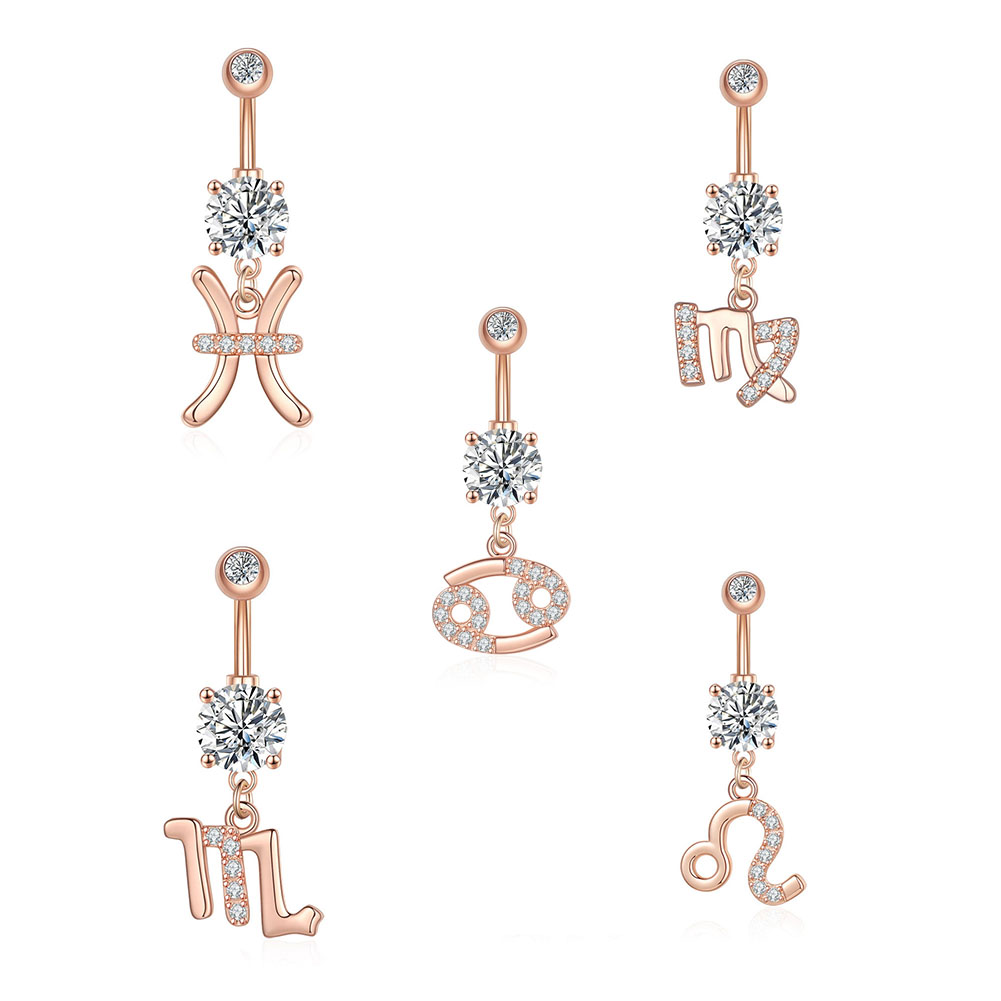 12 Constellation Series Navel  - Body Jewelry Belly Button Rings ulasan dan harga
