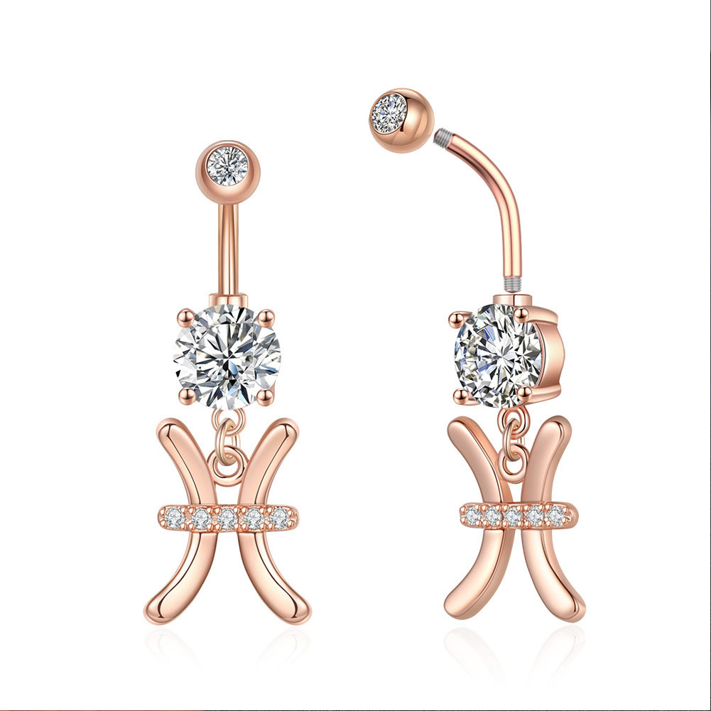 12 Constellation Series Navel  - Body Jewelry Belly Button Rings ulasan dan harga