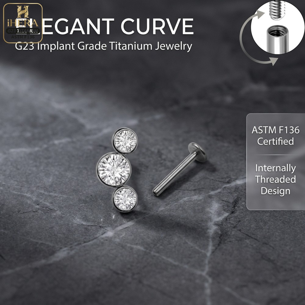 ASTM F136 Titanium Curved Trip - Body Jewelry Internally Threaded ulasan dan harga