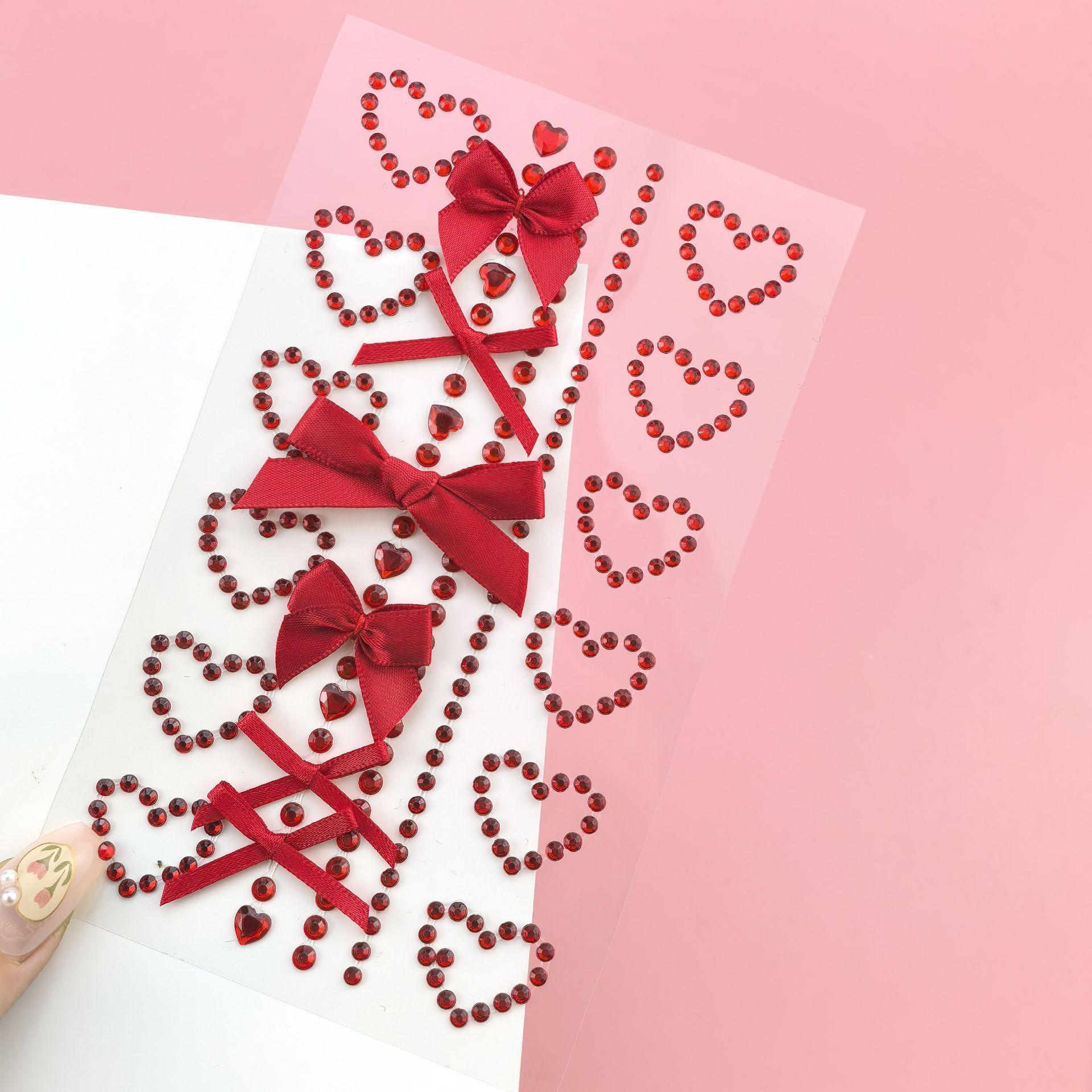 1 Sheet Red Ribbon Bow Sparkly - Body Jewelry Diamond ulasan dan harga
