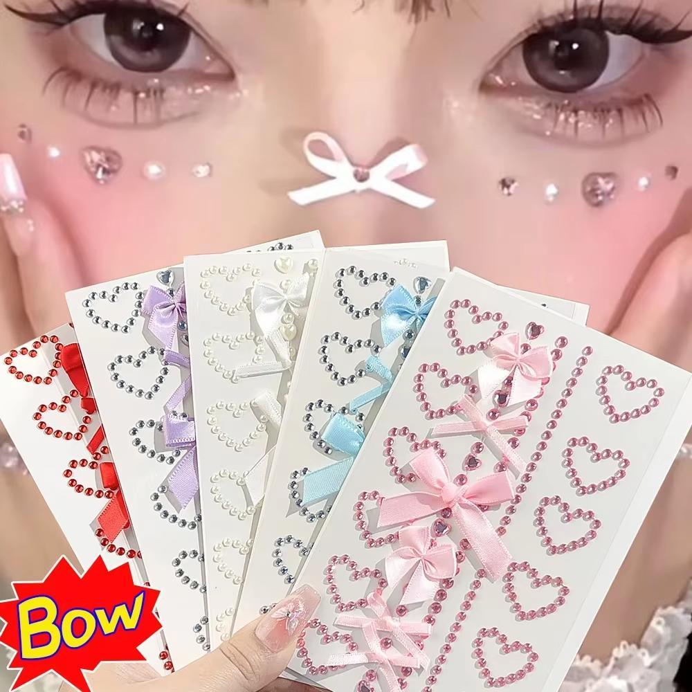 1 Sheet Red Ribbon Bow Sparkly - Body Jewelry Diamond ulasan dan harga