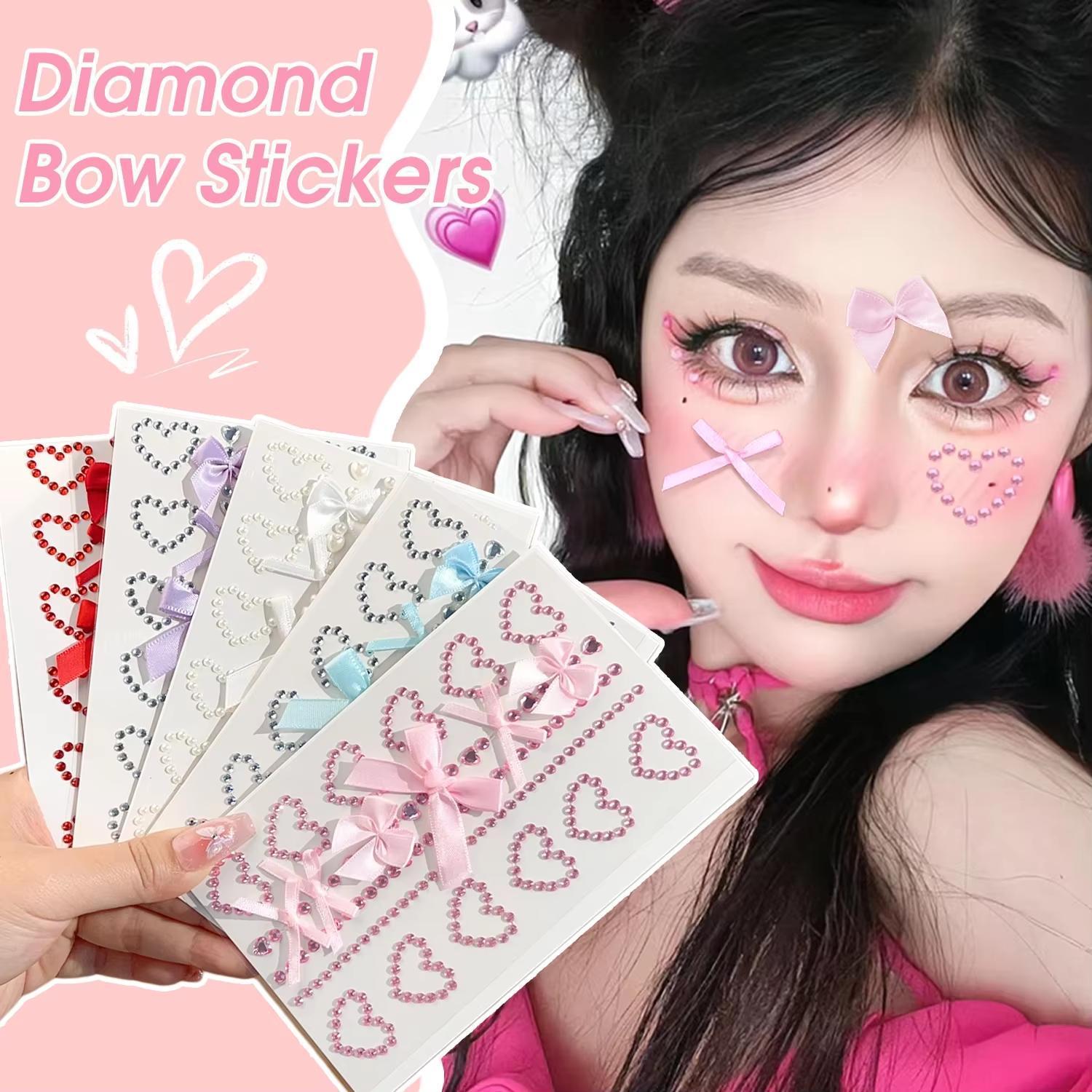 1 Sheet Red Ribbon Bow Sparkly - Body Jewelry Diamond ulasan dan harga