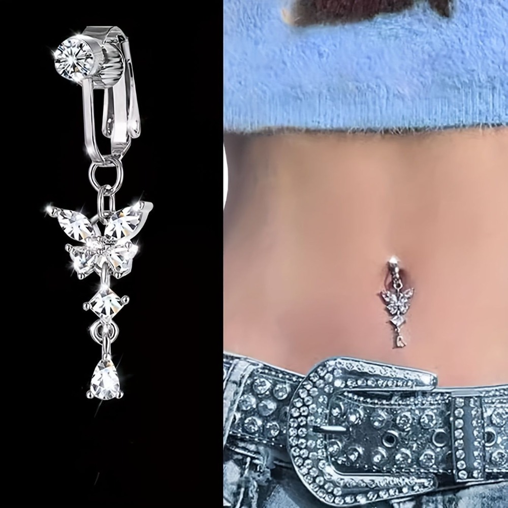 Butterfly Design Clip On Belly - Body Jewelry Belly Button Rings ulasan dan harga