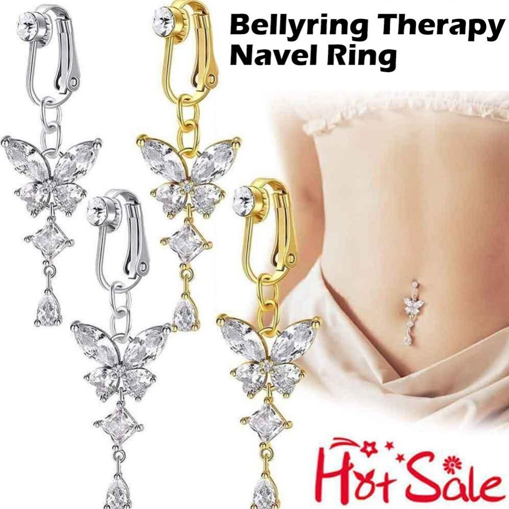 Butterfly Design Clip On Belly - Body Jewelry Belly Button Rings ulasan dan harga