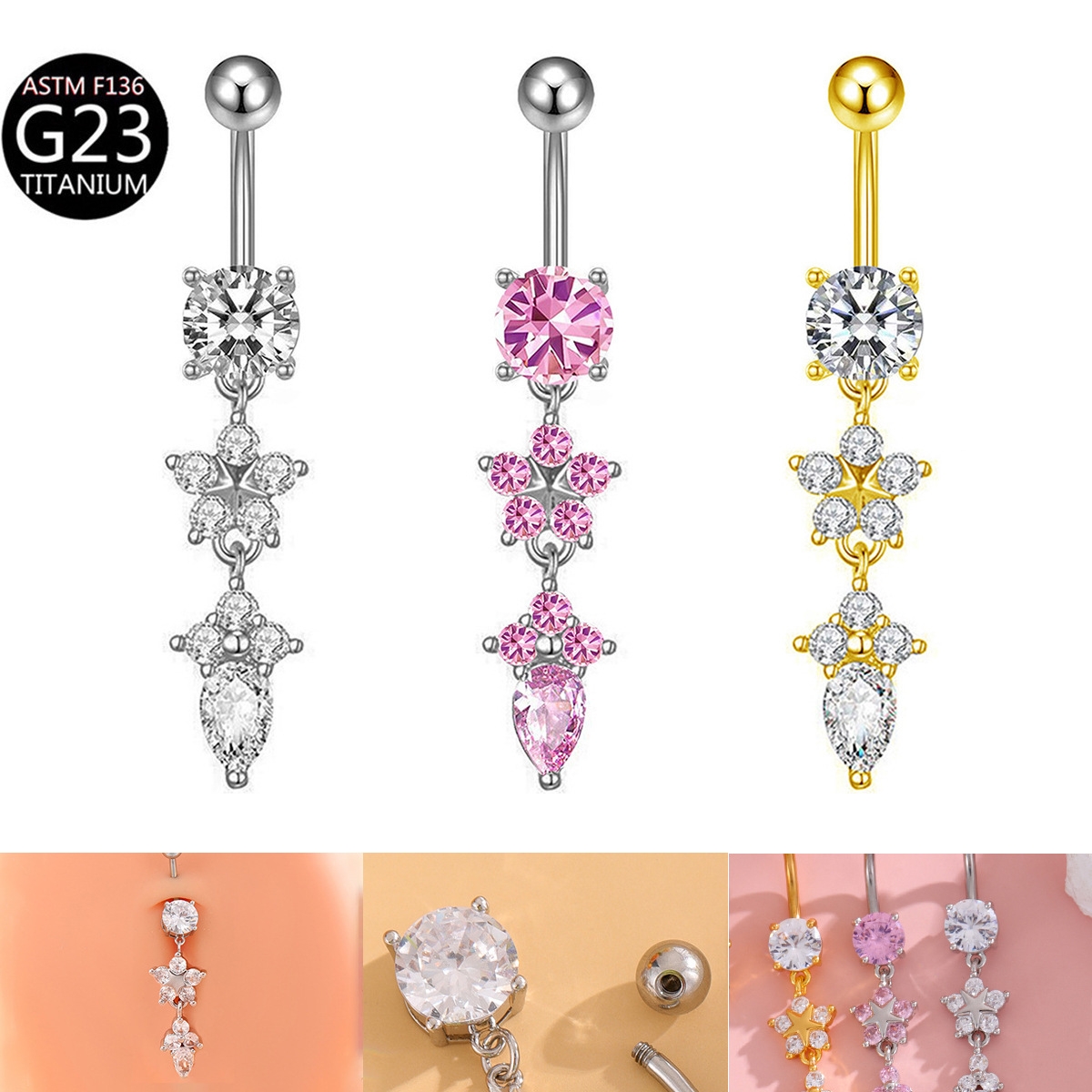Titanium Ins Luxury Exquisite  - Body Jewelry Diamond ulasan dan harga
