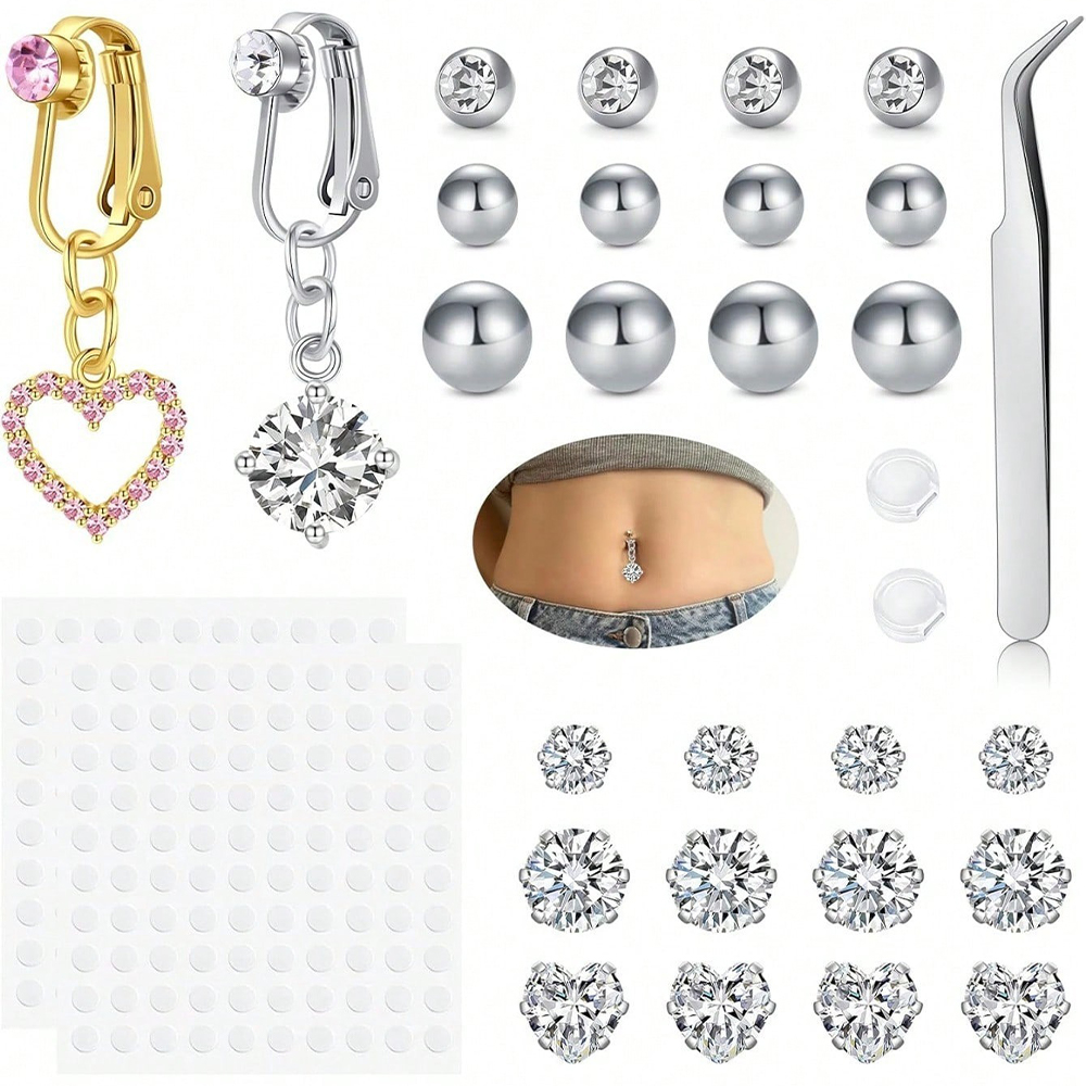 Gold Fake Belly Piercing Cubic - Body Jewelry Belly Button Rings ulasan dan harga