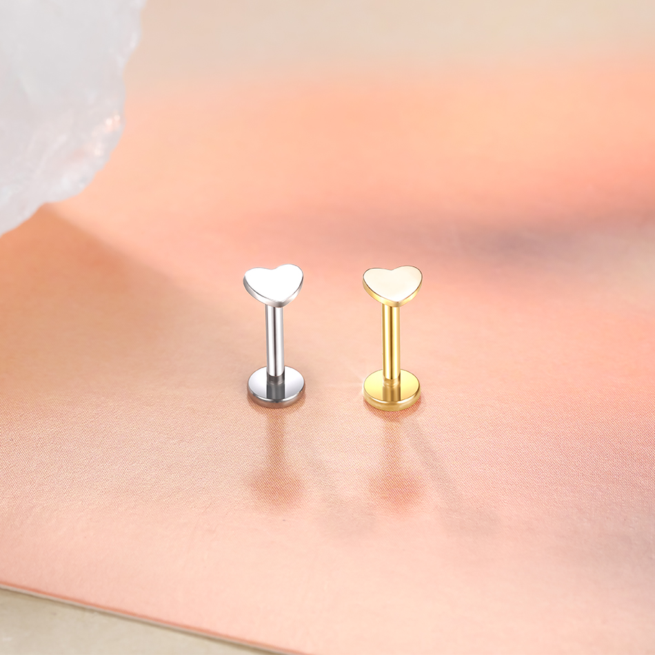 1pc Titanium Heart Leaf Star Z - Body Jewelry Internally Threaded ulasan dan harga