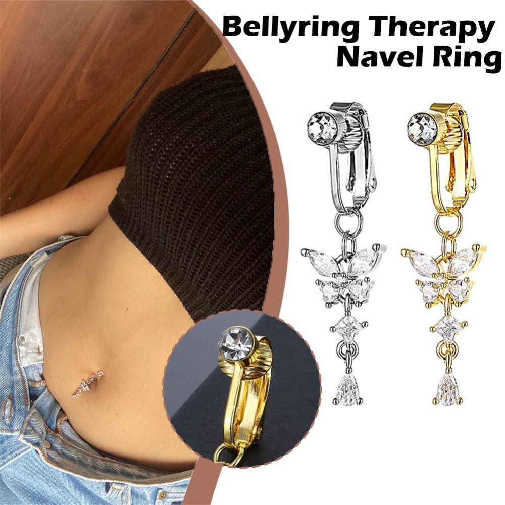 Butterfly Design Clip On Belly - Body Jewelry Belly Button Rings ulasan dan harga