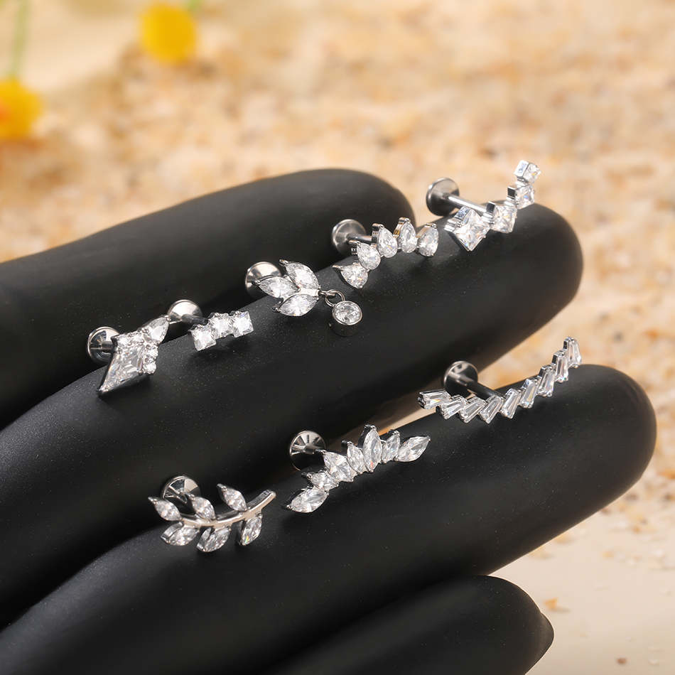 1Pc/5Pcs G23 Titanium Leaf Hel - Body Jewelry Internally Threaded ulasan dan harga