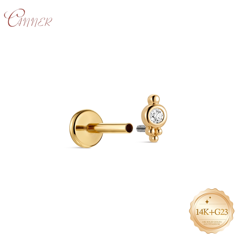 CANNER 14K Solid Gold internal - Body Jewelry Internally Threaded ulasan dan harga